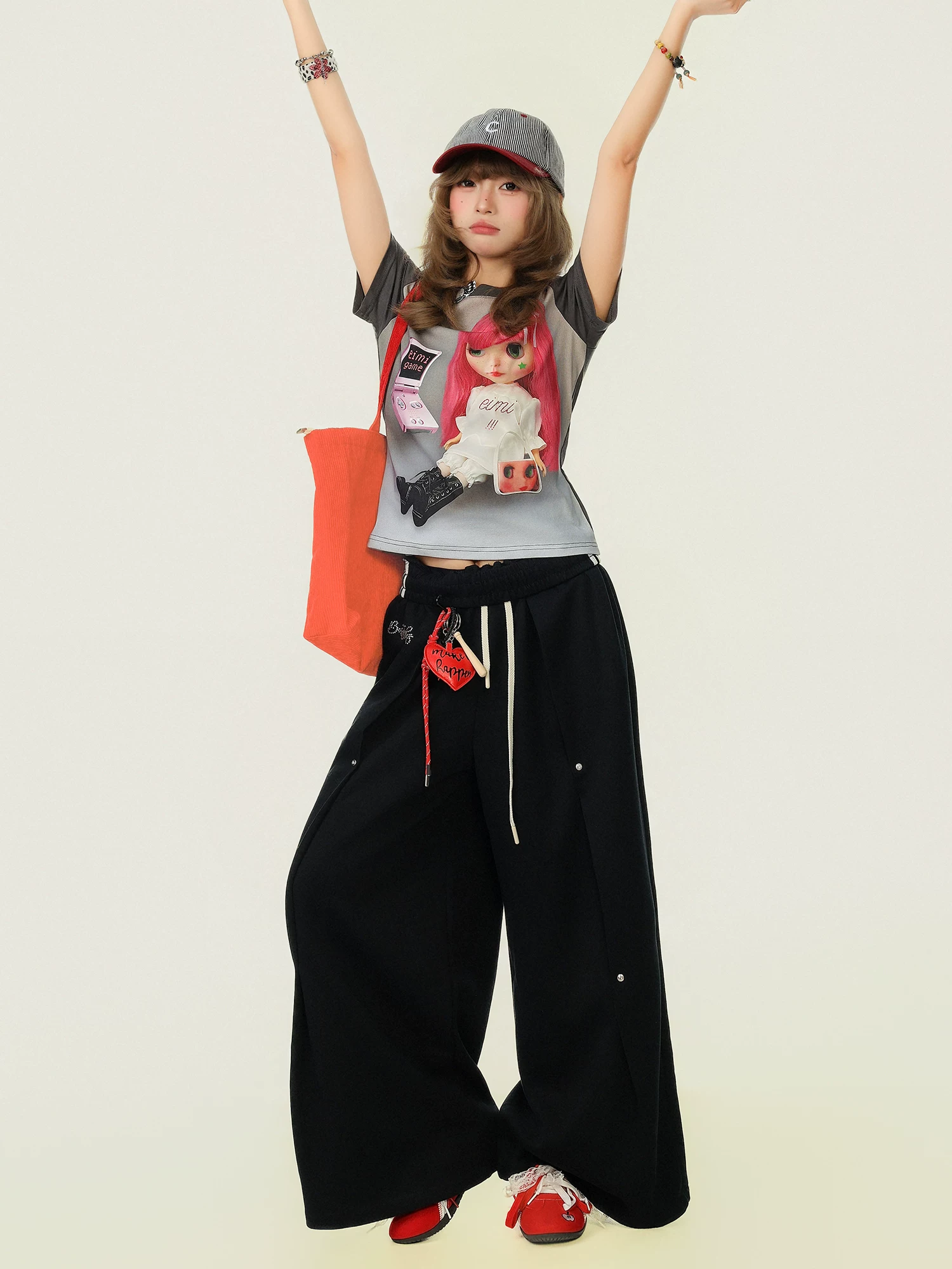 Áo thun ngắn tay in hình cô gái hoạt hình phong cách Y2K dành cho nữ, áo crop top dáng ôm phong cách Hàn Quốc mùa hè.