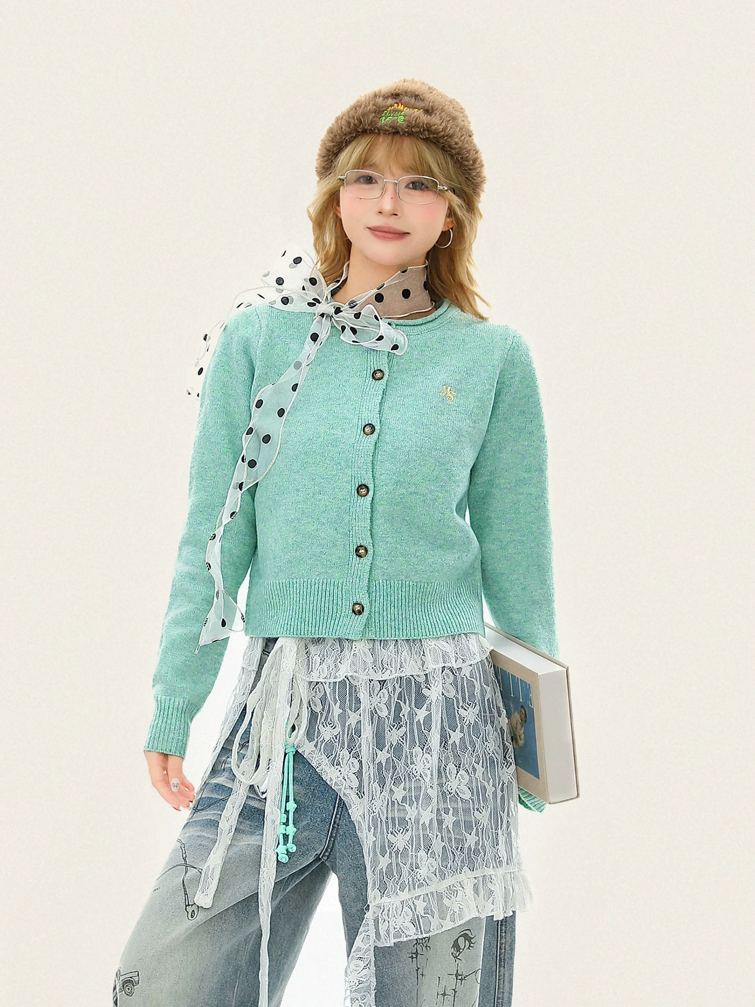 Áo len cardigan ngắn dệt kim mềm mại, phong cách Hàn Quốc dành cho nữ, áo khoác len dáng ôm đa năng mùa thu đông.