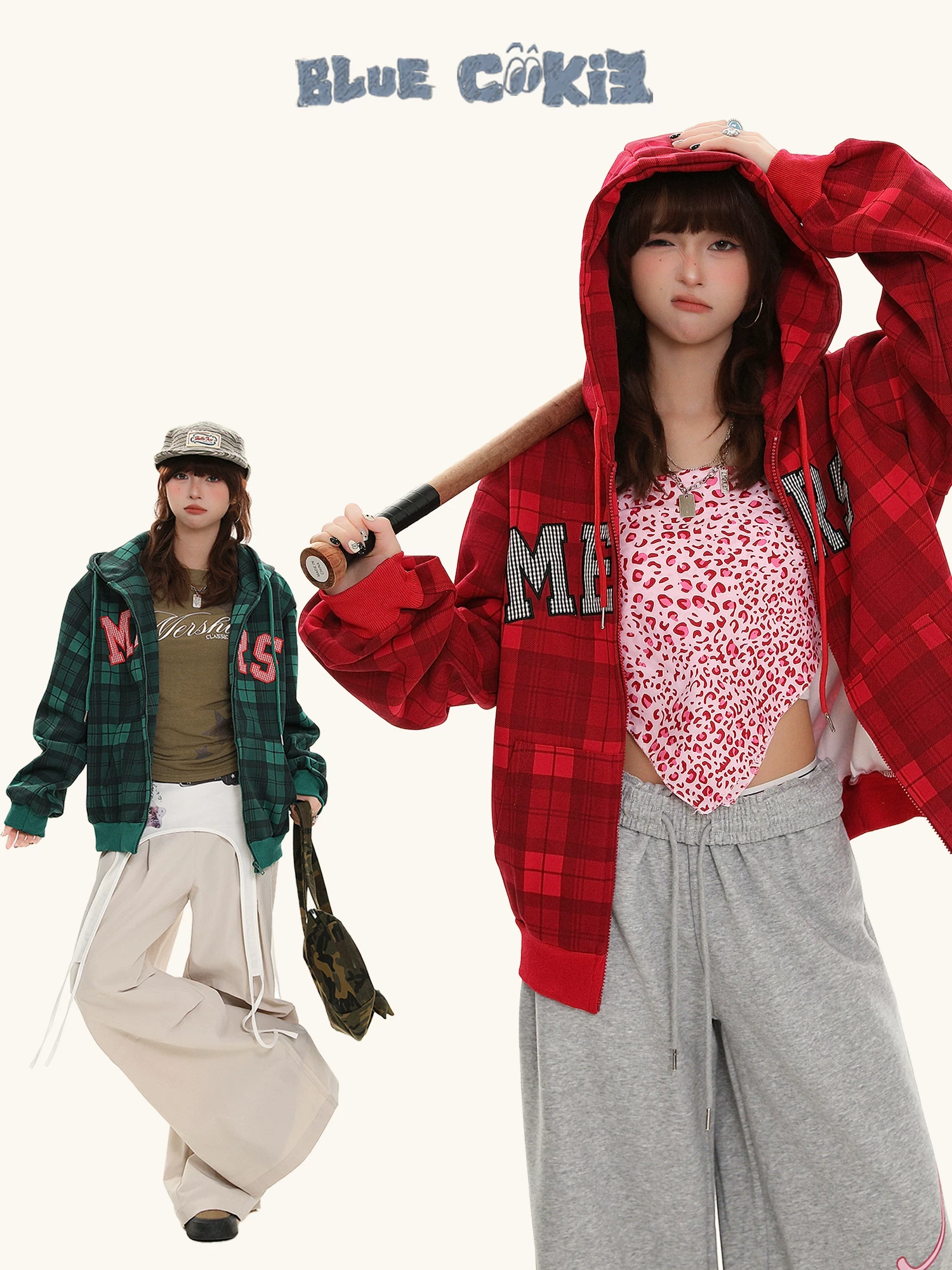 Bulu Biscuit American Retro Kẻ sọc có mũ trùm đầu dài tay Áo len cardigan dành cho nữ 2025 Mùa thu dáng rộng Áo khoác đa năng thông thường.
