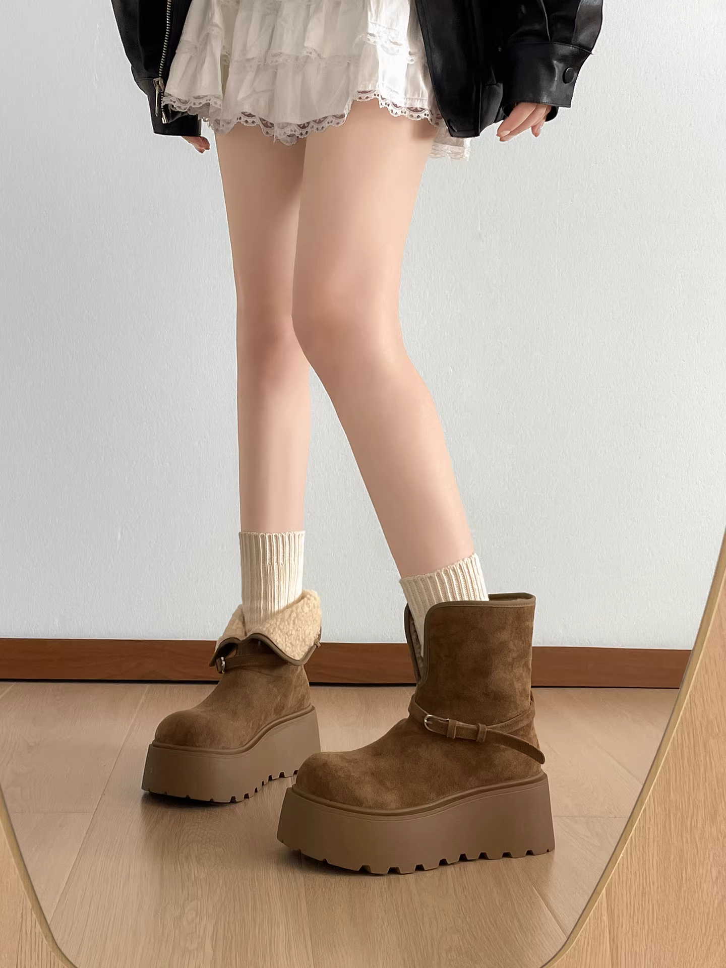 Giày bốt tuyết đế dày nhung trắng cổ điển dành cho nữ 2025, giày mùa đông ấm áp, giày vải cotton Birkenstock