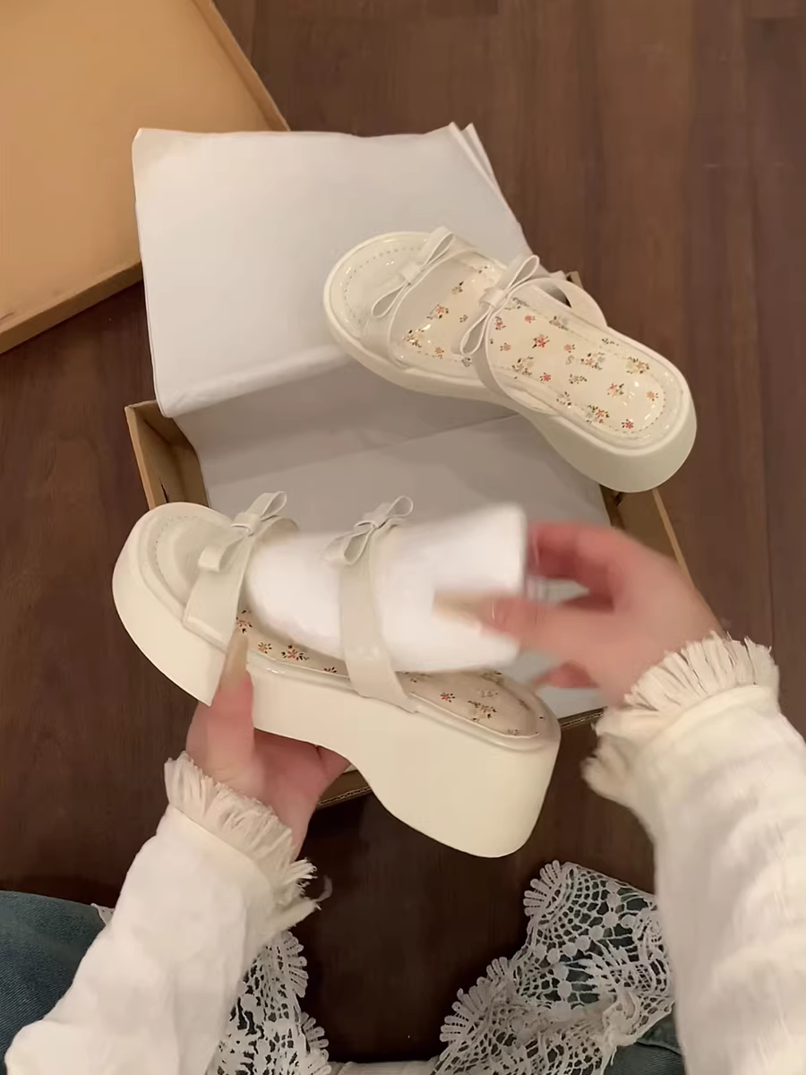 Dép đế xuồng cao cấp thời thượng dành cho nữ, kiểu mới hè 2025, sandal kiểu Pháp tăng chiều cao.