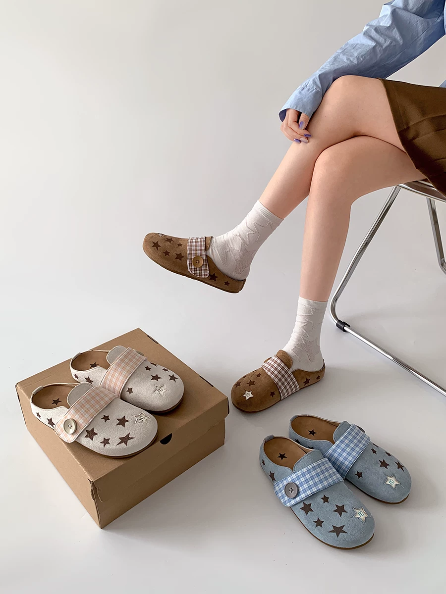 Dép nữ đế dày chống trơn kiểu cổ điển Nanzai, kiểu dáng kín mũi, thích hợp cho mùa thu, đi ngoài trời, mẫu mới 2025 phong cách Birkenstock Pháp.