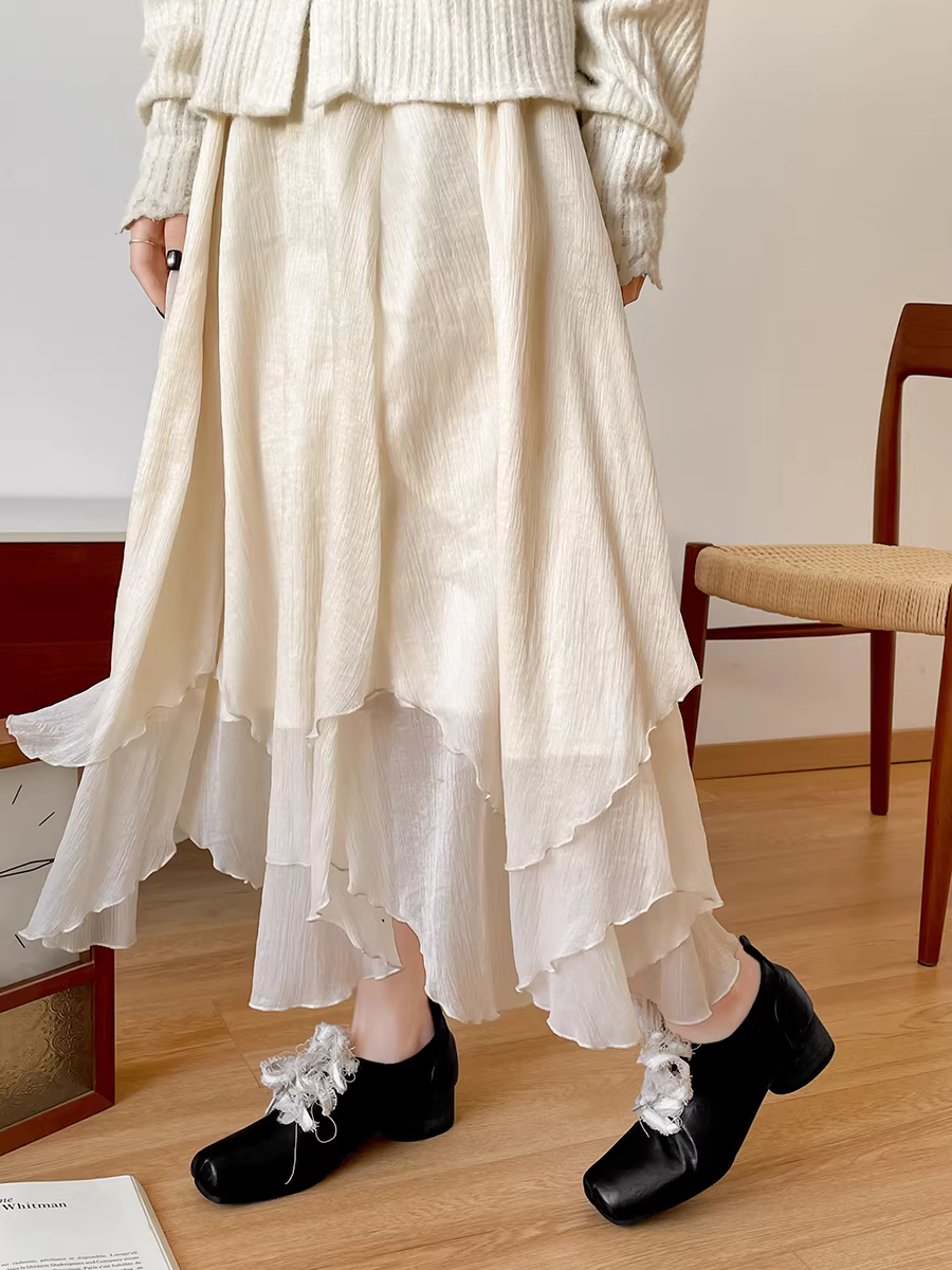 Giày búp bê da nhỏ gót dày kiểu ballet màu nâu cổ điển dành cho nữ, mẫu mới thu đông 2025, phong cách Pháp, phối chân váy, kiểu Mary Jane