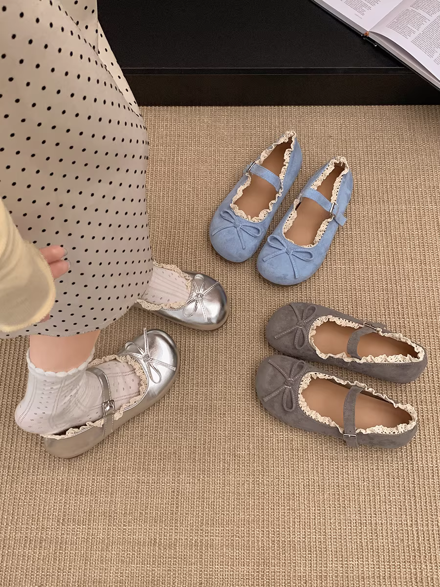 Giày bệt mũi tròn kiểu ballet Pháp dành cho nữ, mẫu mới thu đông 2025, kiểu Mary Jane cổ điển, phối cùng chân váy