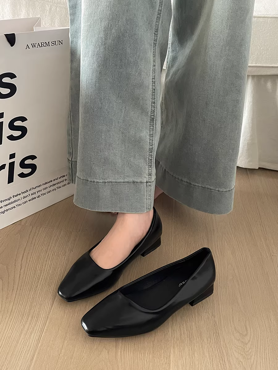 Giày Mary Jane nữ đế bằng, miệng nông, kiểu dáng cổ điển, mùa thu 2025, tăng chiều cao, phối chân váy đa năng.