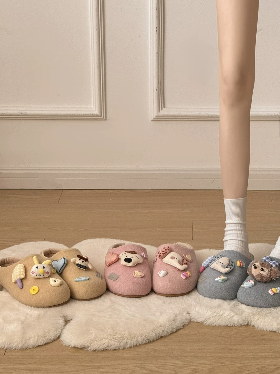 Giày dép nữ đế dày kiểu hoạt hình dễ thương, thích hợp đi ngoài trời, kiểu dáng mới mùa thu 2025, kiểu Birkenstock, dễ mang.