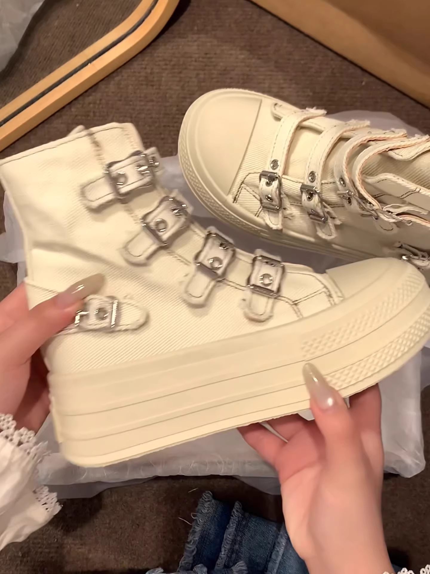 Giày thể thao đế dày đế cao cổ điển Nanzai Nanfang dành cho nữ, giày vải canvas đa năng mùa thu mới 2025.