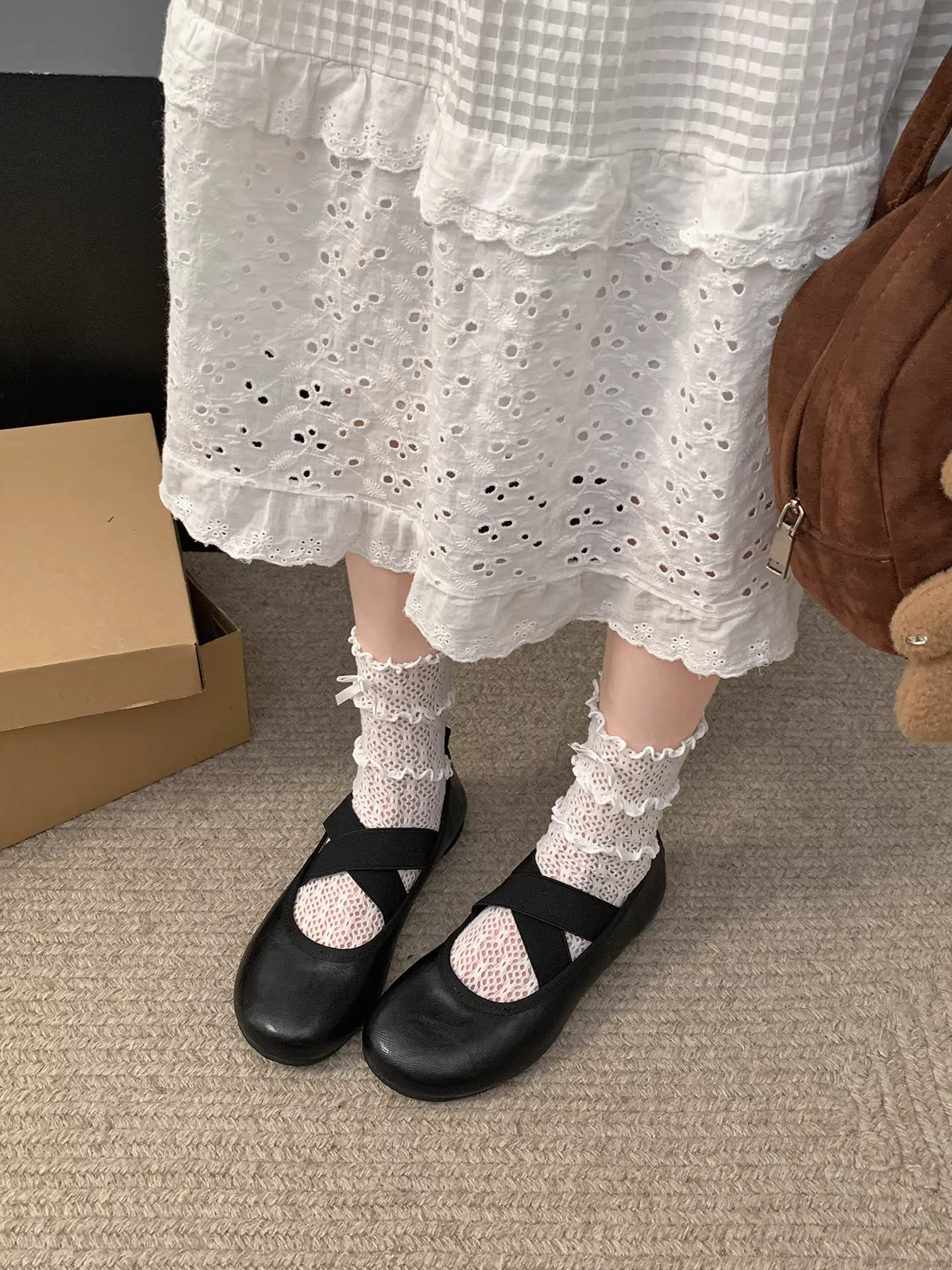 Giày bệt nữ màu đen cổ điển, kiểu dáng mới mùa thu 2025, thích hợp phối cùng chân váy, giày Mary Jane đế mềm.