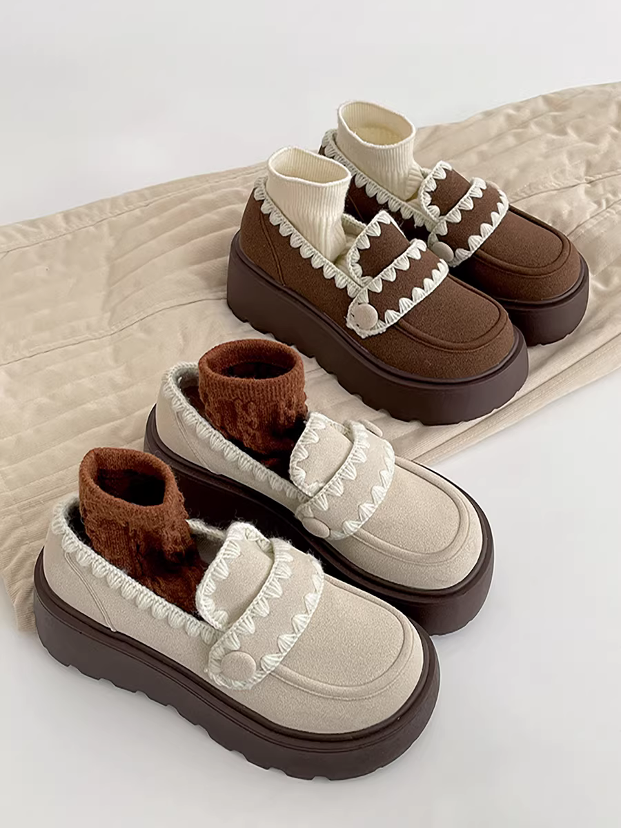 Giày da đế dày kiểu Anh cổ điển dành cho nữ, mẫu mới mùa thu 2025, kiểu lười đa năng.