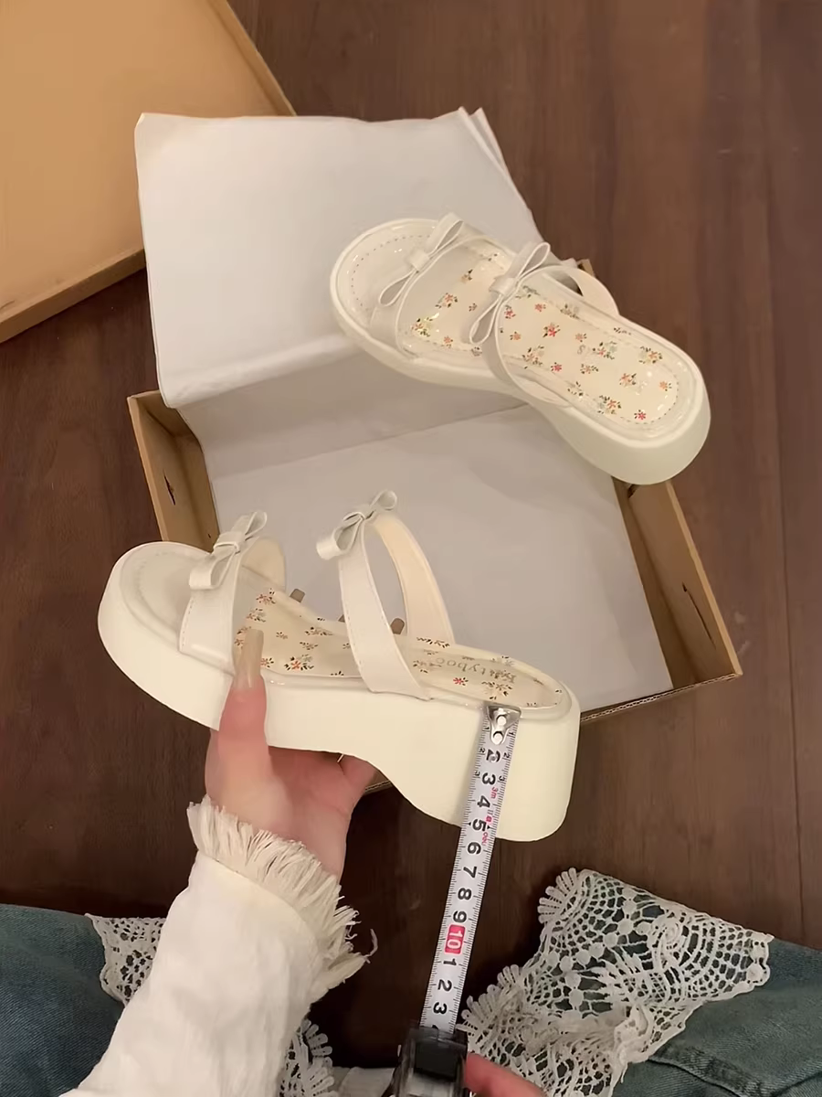 Dép đế xuồng cao cấp thời thượng dành cho nữ, kiểu mới hè 2025, sandal kiểu Pháp tăng chiều cao.