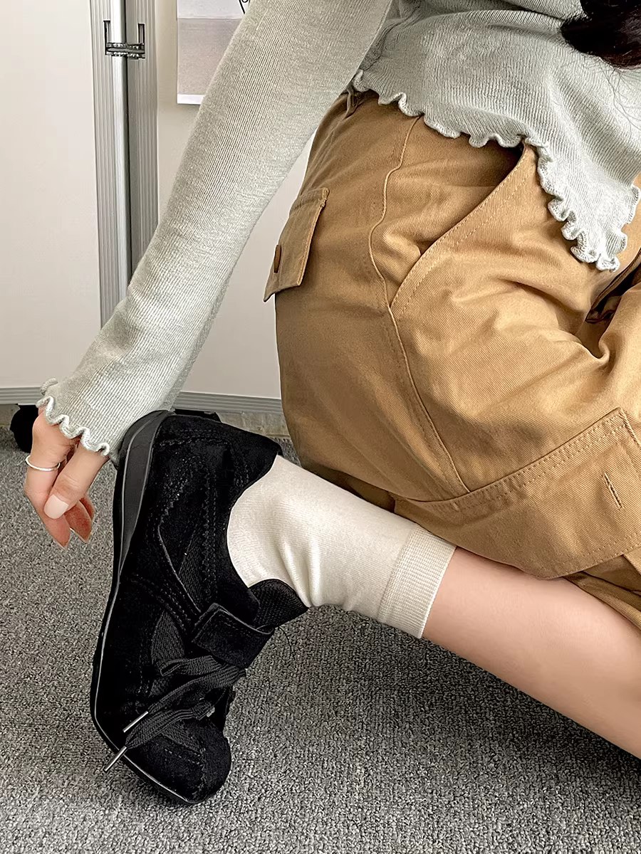 Giày thể thao nữ kiểu retro phổ biến của South, mẫu mới mùa thu 2025, đa năng, kiểu dáng ballet.