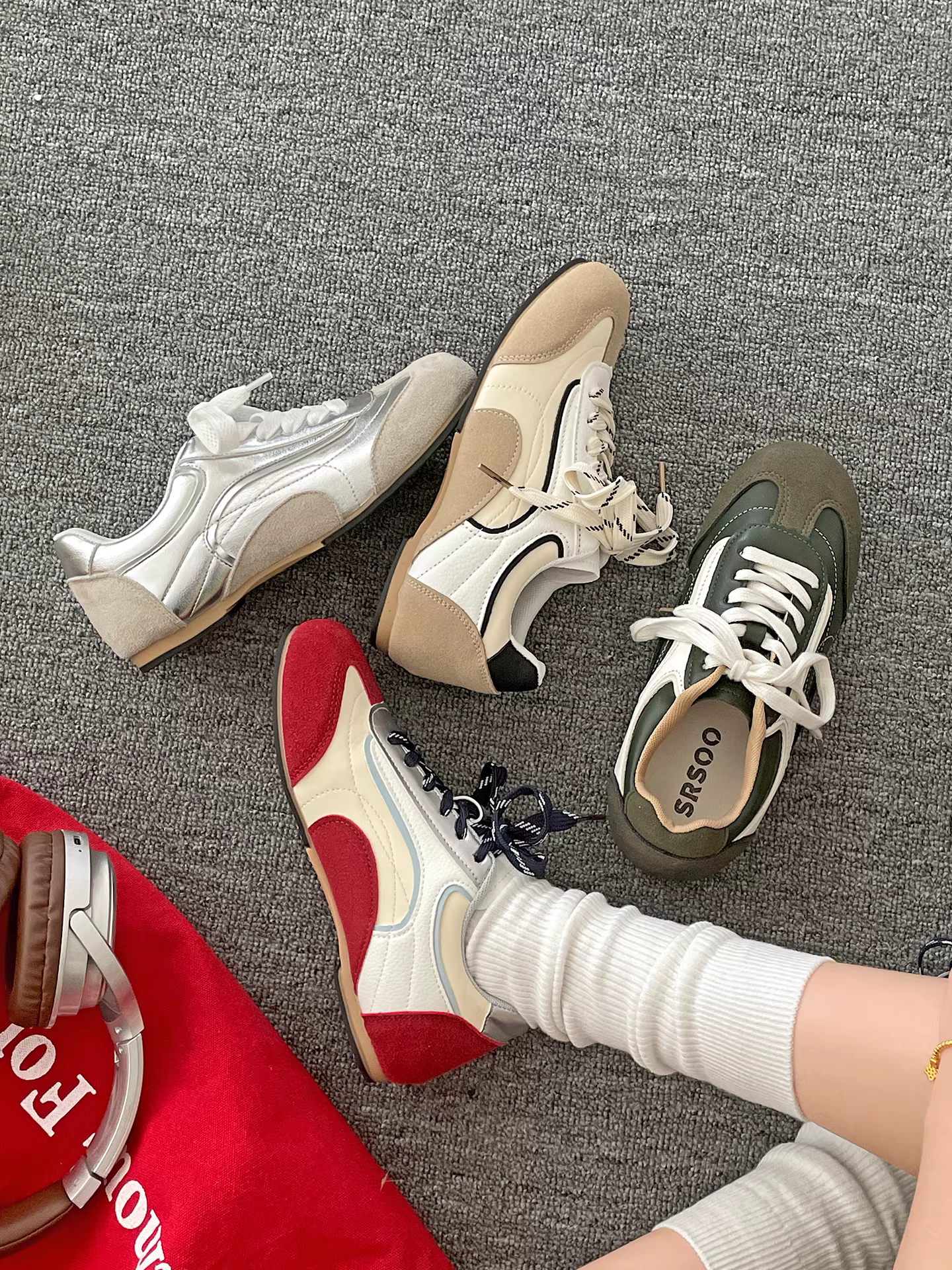 Giày thể thao nữ đế bằng, kiểu retro, tăng chiều cao, mùa thu 2025, đa năng, đế mềm, phong cách thường ngày