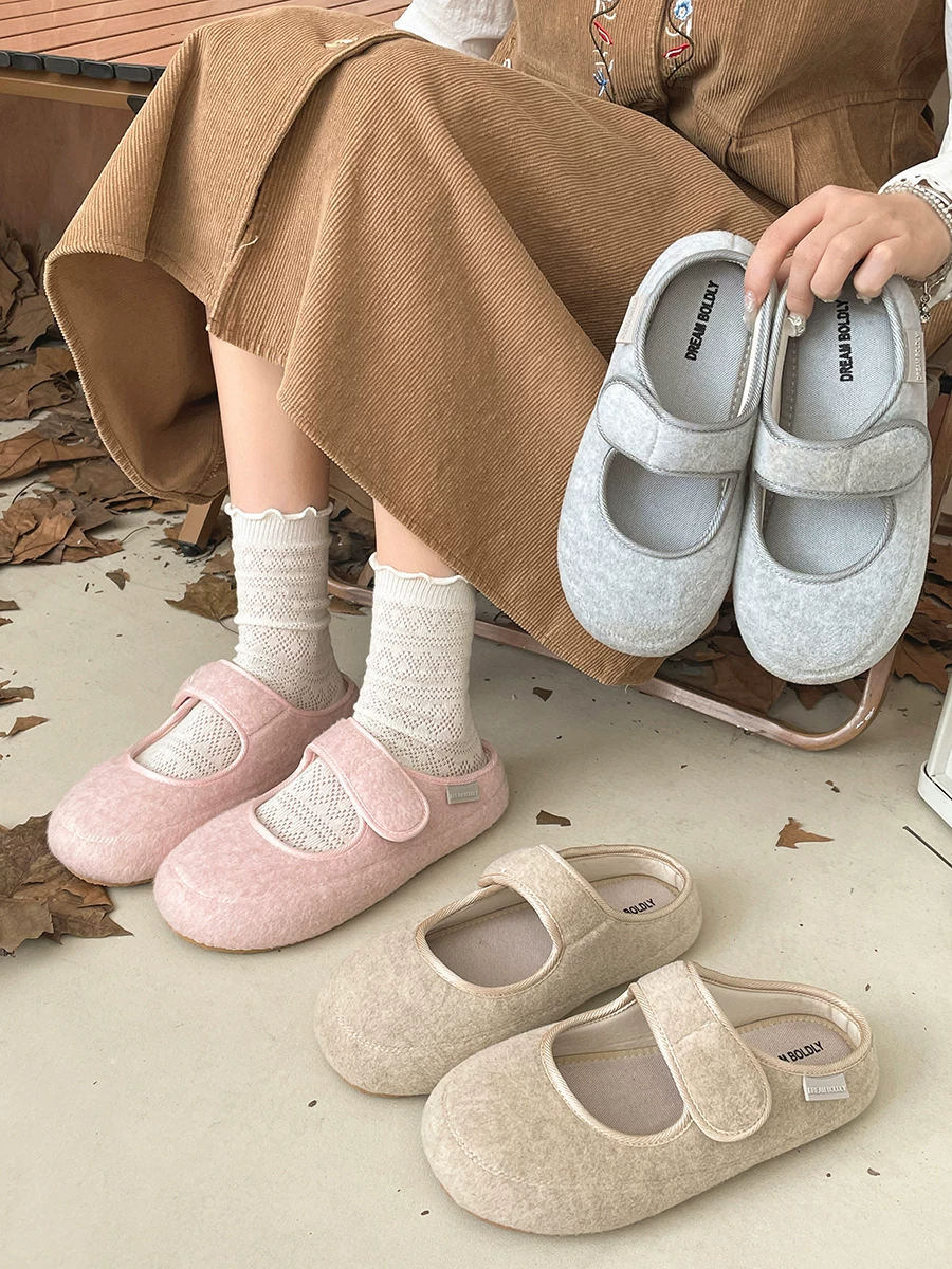 Dép kiểu Pháp mũi nông Mao Mao dành cho nữ, thích hợp đi ngoài trời, giày đế mềm kiểu Birkenstock mùa thu mới năm 2025.