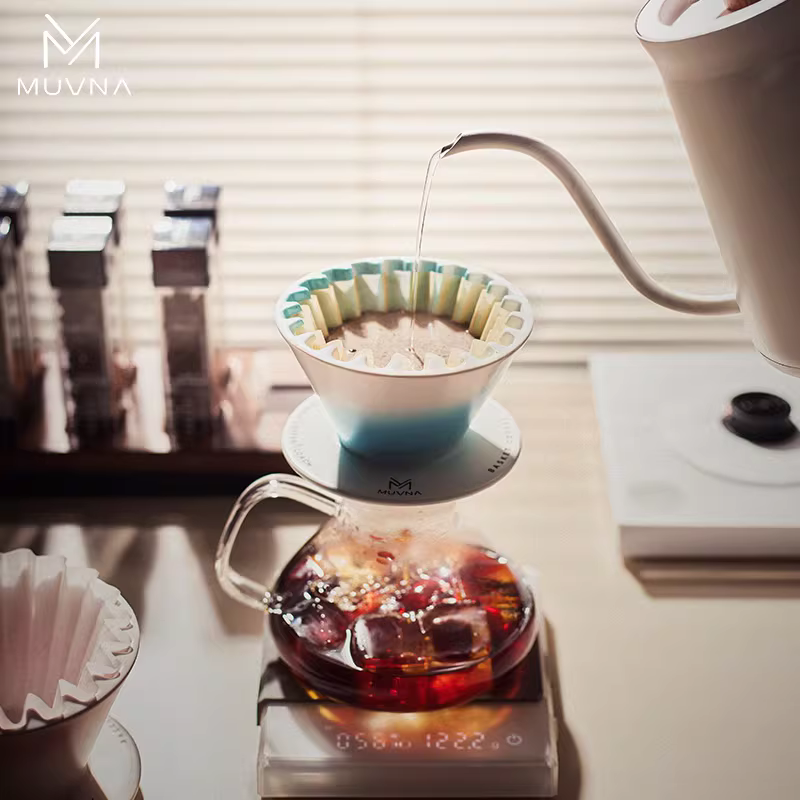 Giấy lọc hình bánh bông lan nguyên chất MUVNA 155/185, giấy lọc hình bát đáy phẳng, cốc lọc cà phê pha tay