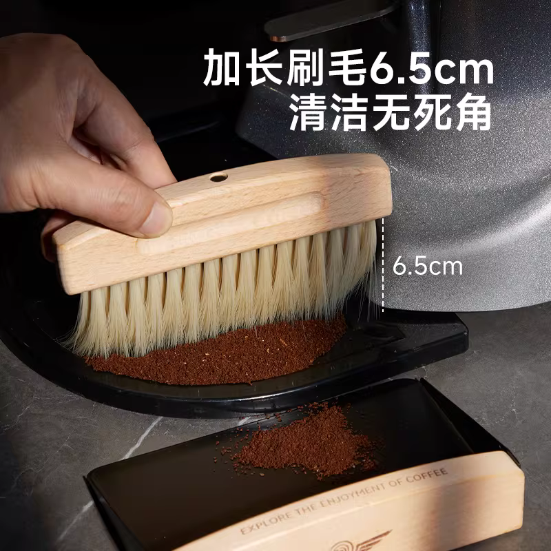 Bộ bàn chải vệ sinh bằng gỗ nguyên khối HERO, bàn chải vệ sinh cặn bã máy xay cà phê, bàn chải vệ sinh bụi bẩn quán cà phê Mahedi EK43