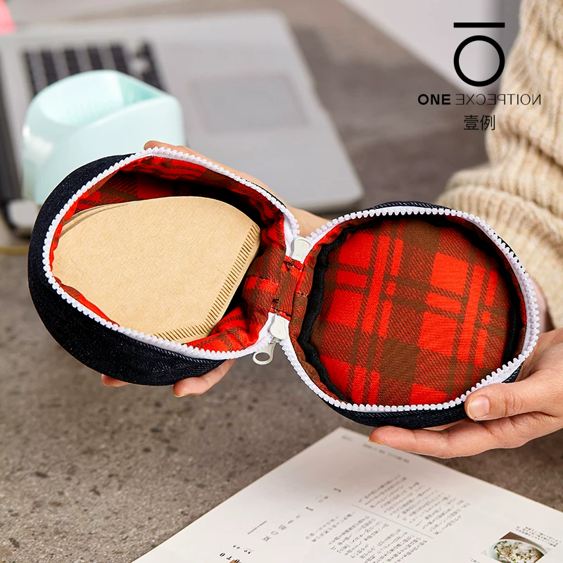 Túi đựng đồ denim Kalita, giấy lọc bánh gato số 155/185, bộ lọc cà phê Pour-over V60, túi đựng di động