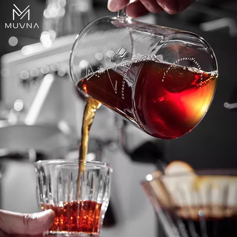 Bộ lọc cà phê thủ công MUVNA V60, cốc lọc nhỏ giọt có vạch chia độ, cốc pha cà phê kiểu Fair Cup