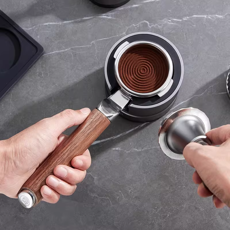 Tay cầm máy pha cà phê espresso hai đầu Hero, vòi đôi, chiết xuất không đáy, vị trí nằm ngang, bộ phận E61 có thể tháo rời