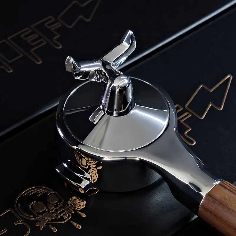 Tay cầm pha cà phê hai miệng kiểu khăm, chiết xuất không đáy, gắn phẳng, tháo rời được E61