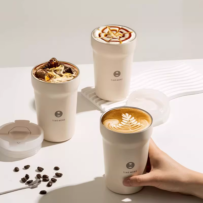 Cốc du lịch bằng thép không gỉ Taimo, hai lớp cách nhiệt, di động, chống rò rỉ, lớp lót phủ gốm