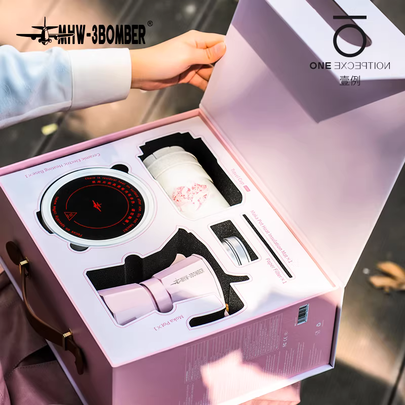 [Hộp quà tặng] Bộ ấm pha cà phê Moka MHW Heart-Pounding, bộ ấm pha cà phê Espresso Ý