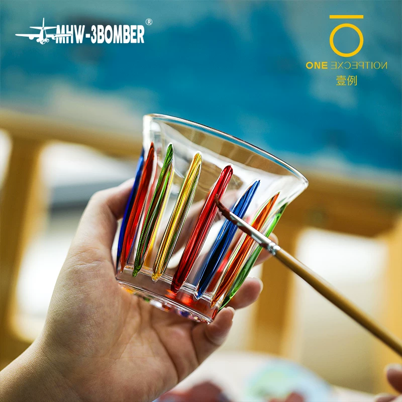 Bộ cốc thủy tinh MHW Bombardier, dòng vẽ tay, cốc cà phê Dirty, Americano, Latte, Whiskey