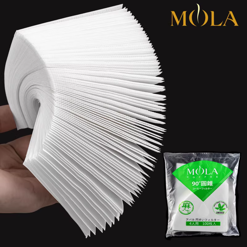 Giấy lọc Sanyo MOLA nhập khẩu Nhật Bản dùng cho cà phê pha thủ công Giấy lọc VCF V60 dạng nhỏ giọt hình nón bằng sợi gai dầu