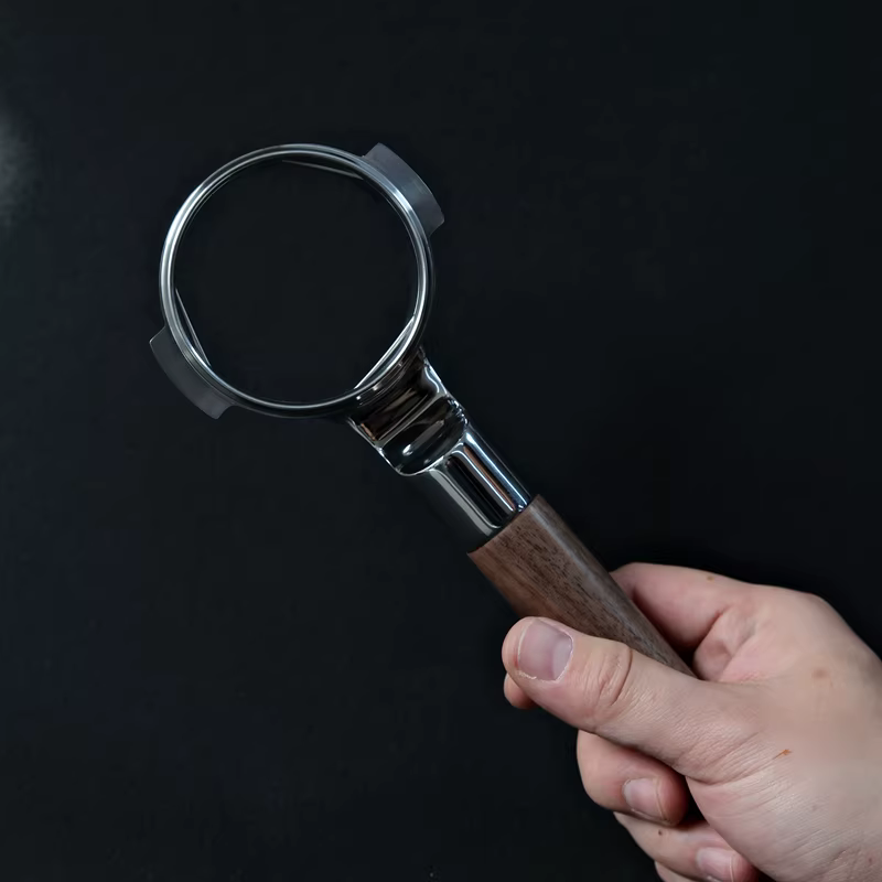 Phễu lọc cà phê espresso đa năng E61 bằng gỗ óc chó 58mm, kiểu dáng độc đáo, chất lượng cao