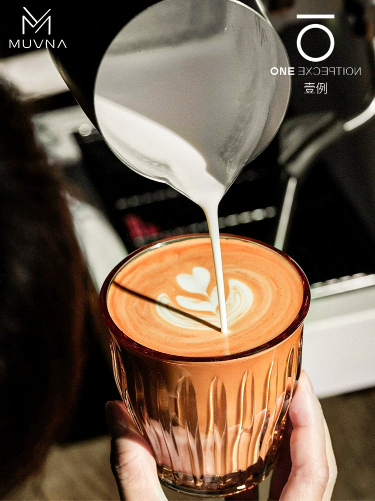 MUVNA Ly cà phê Ý Dirty Australian white latte latte art cup retro glass vertical stripe bomber