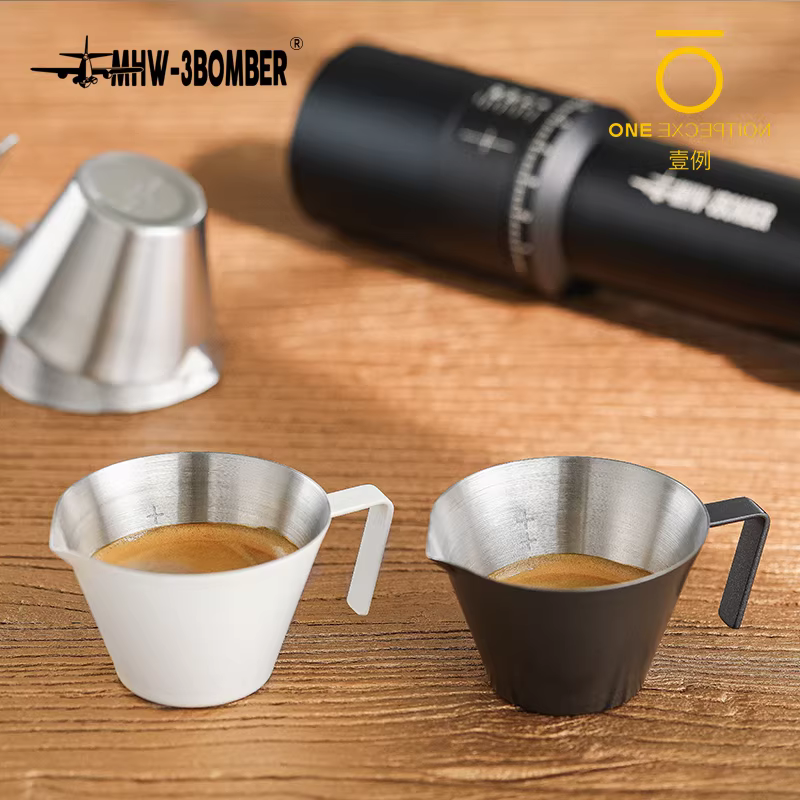 Cốc đong cà phê Espresso Bomber MHW, cốc đong nhỏ Sada, cốc đong kiểu Ý 100ml bằng thép không gỉ có vòi