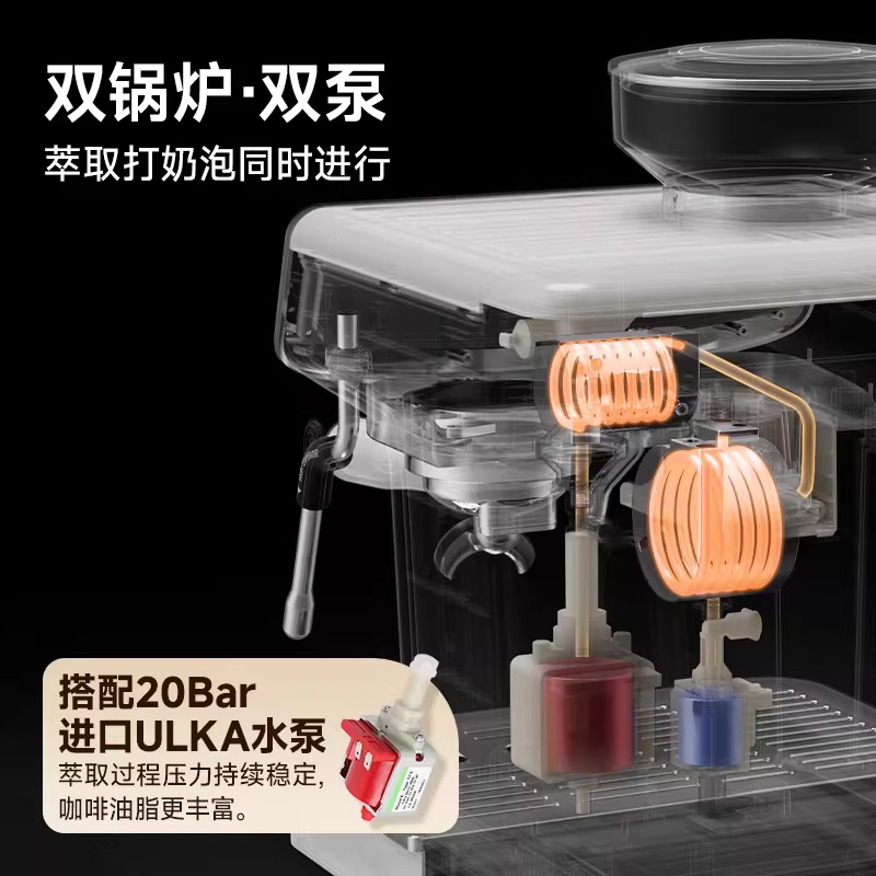 Máy pha cà phê Falata Falata Gold Cup Max tích hợp máy xay dành cho gia đình và thương mại, máy bơm kép bán tự động kiểu Ý nhỏ gọn.