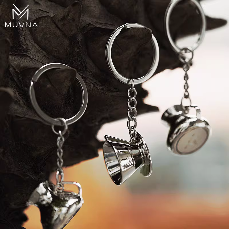 Móc khóa cà phê MUVNA, quà tặng cho người yêu cà phê, bình tạo bọt sữa mini, máy xay cà phê EK43, mặt dây chuyền kỷ niệm