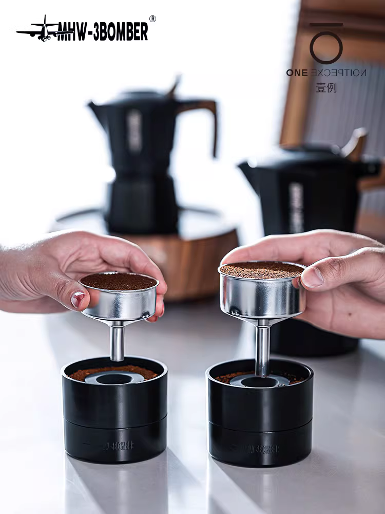 Bộ phận rót bột chống bắn tung tóe cho máy pha cà phê Moka MHW, vòng rót bột xoáy, van đơn và van kép, dùng được cho nhiều loại máy.