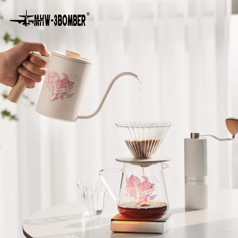Ấm pha cà phê kiểu Pour-over Bomber MHW Heartbeat Planet, vòi nhỏ, lọc nhỏ giọt, kiểu treo tai.