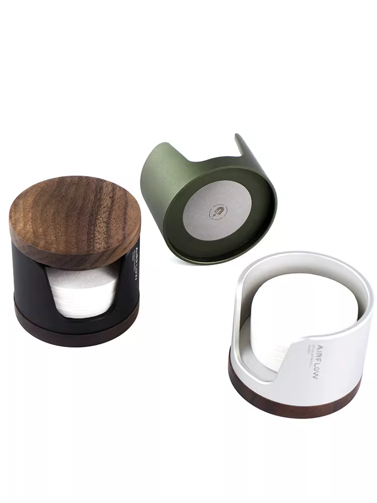 Hộp đựng giấy lọc tròn luồng khí cho tay cầm máy pha cà phê espresso, hộp đựng giấy lọc bột moka chống bụi