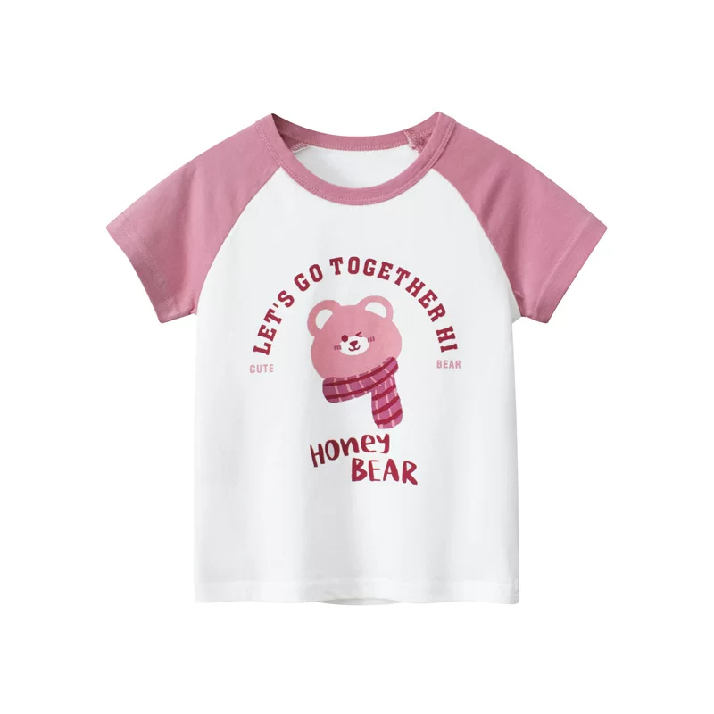 Áo thun ngắn tay bé gái 2025 mới chất liệu cotton nguyên chất mùa hè áo mặc hè bé gái tay ngắn quần áo trẻ em kiểu dáng mỏng nhẹ