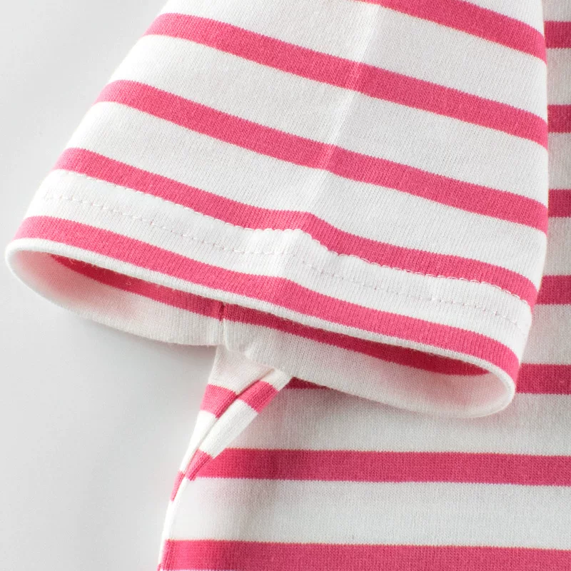 Áo thun ngắn tay sọc trẻ em, thiết kế cổ điển bằng cotton nguyên chất cho bé, cotton mỏng, áo nửa tay đơn giản cho bé trai và bé gái