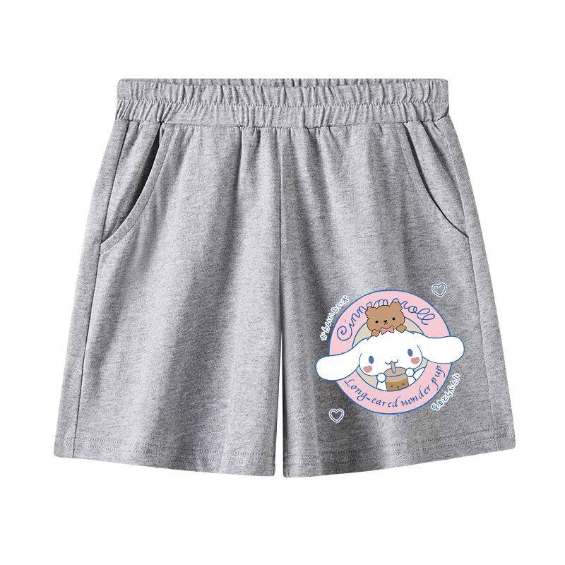 Quần short cotton nguyên chất cho bé gái, kiểu dáng mỏng mùa hè, dành cho trẻ lớn, quần short năm điểm hoạt hình dễ thương Cinnamoroll, trang phục mùa hè, hợp thời trang khi mặc ngoài trời.
