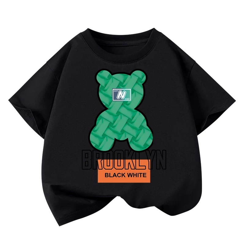 Áo thun ngắn tay mùa hè Little Hope chất liệu cotton nguyên chất 2025, quần áo trẻ em mới dành cho bé trai lớn tuổi mặc mùa hè