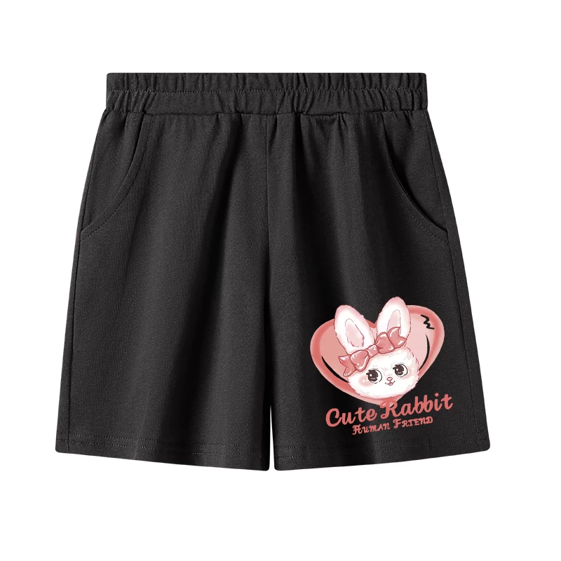 Quần short cotton nguyên chất cho bé gái, quần short thể thao mỏng mùa hè, quần short dài trung bình hoạt hình dễ thương mới năm 2025 dành cho trẻ lớn, mỏng mặc ngoài trời.
