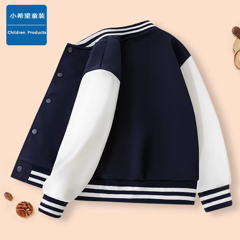Áo khoác bóng chày thời trang cho bé trai mùa thu đông 2026, áo khoác cardigan mới, quần áo trẻ em phong cách preppy, áo khoác thể thao phối màu tay áo cho bé gái