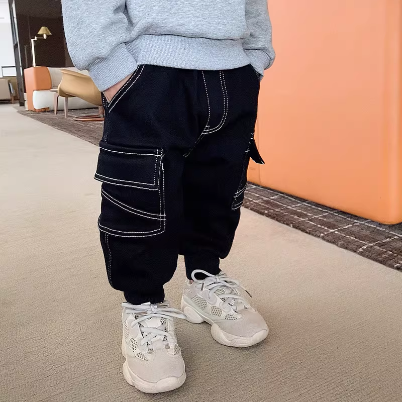 Quần dài bé trai 2025 kiểu Hàn Quốc mới xuân thu, quần bò trẻ em thời trang xuân hè, size 8