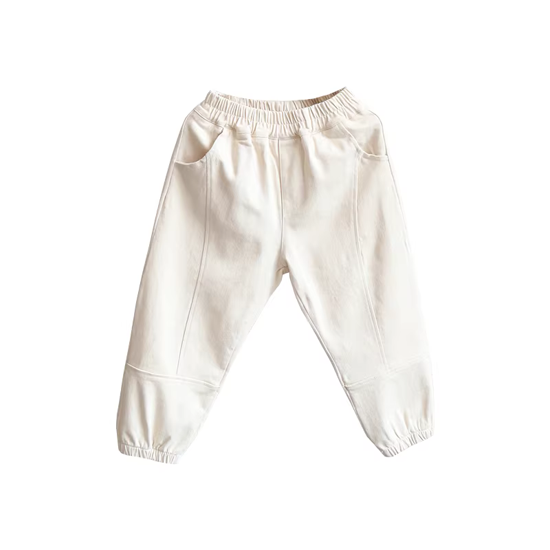 Quần dài trẻ em mùa xuân 2025 phong cách Hàn Quốc, quần dài phối màu giặt mài cho bé gái mùa xuân thu thời trang