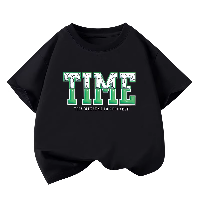 Áo thun bé trai Little Hope chất liệu cotton 100%, kiểu dáng rộng rãi, in họa tiết thời trang mùa hè 2025, cổ tròn, tay ngắn