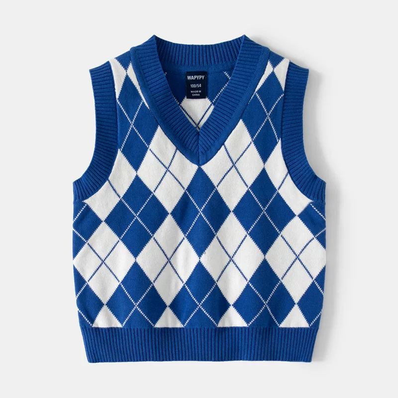 Áo len dệt kim trẻ em, áo vest thời trang bé trai mùa xuân thu, áo len phong cách preppy cho bé gái, áo len trẻ sơ sinh, thời trang trẻ em