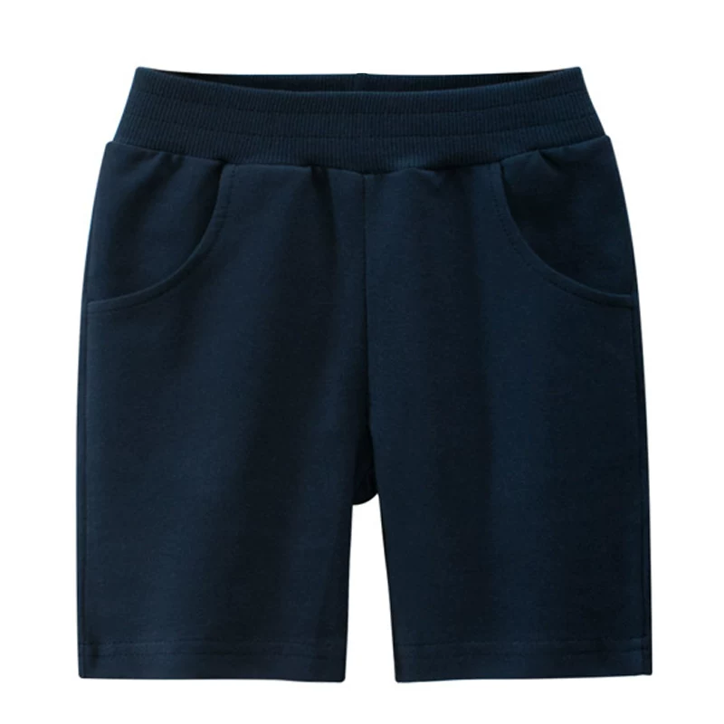 Quần short cotton nguyên chất cho bé trai, màu trơn, không họa tiết, mặc hè 2025, quần short dài đến đầu gối cho bé gái, áo khoác thể thao, mỏng và hợp thời trang.