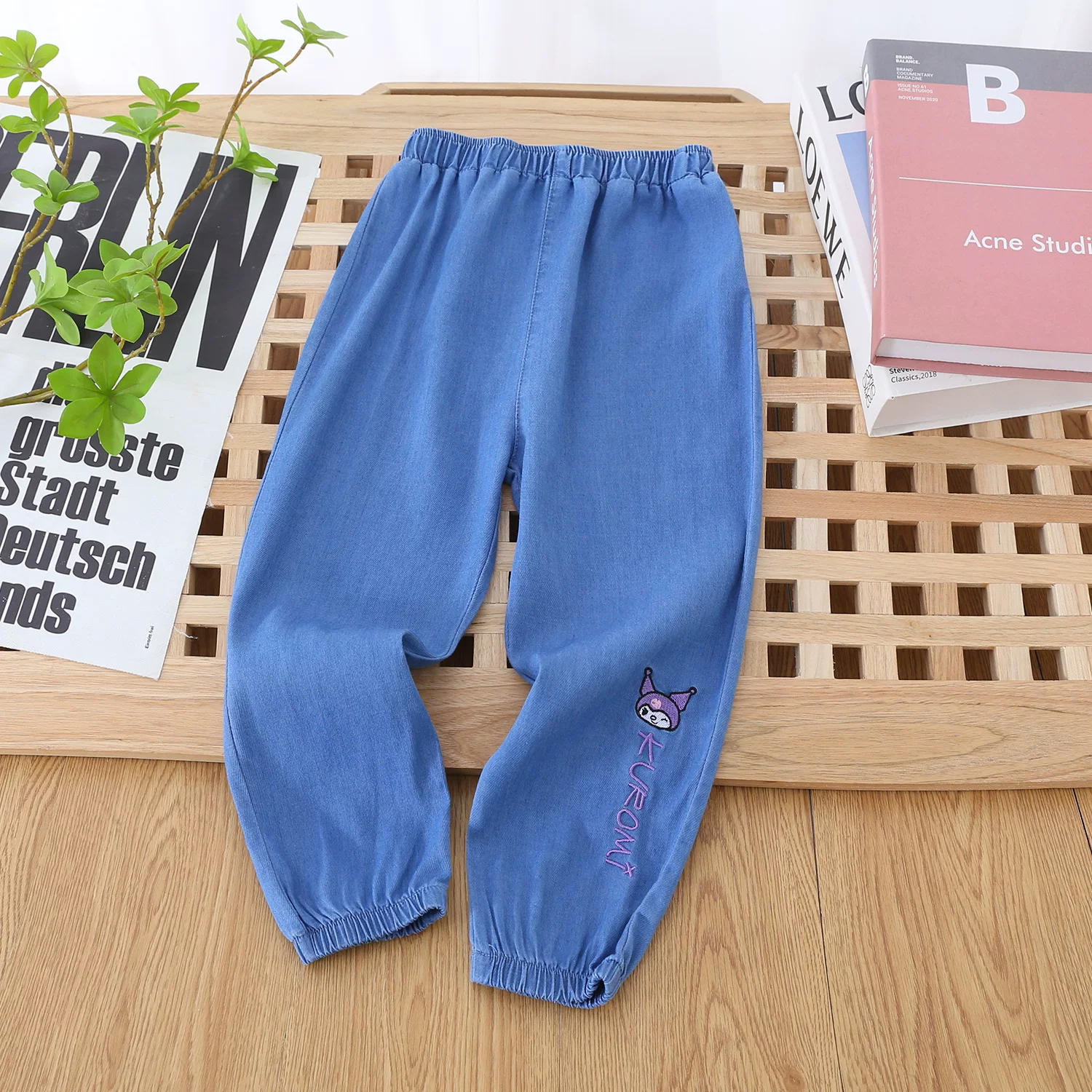 Quần chống muỗi denim Tencel cho trẻ em, quần dài điều hòa, mặc mùa hè 2025, quần mỏng thời trang cho bé trai và bé gái.