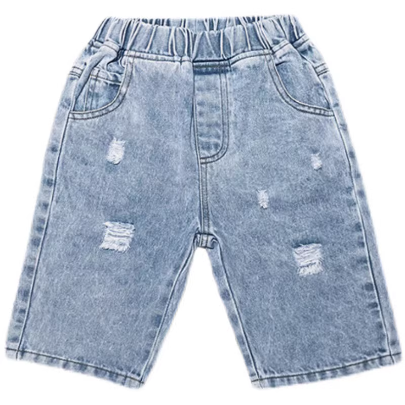 Quần jean bé trai hè 2025, quần trẻ em ống lửng mới, quần thường ngày, quần bé mỏng dài trung bình mặc ngoài trời