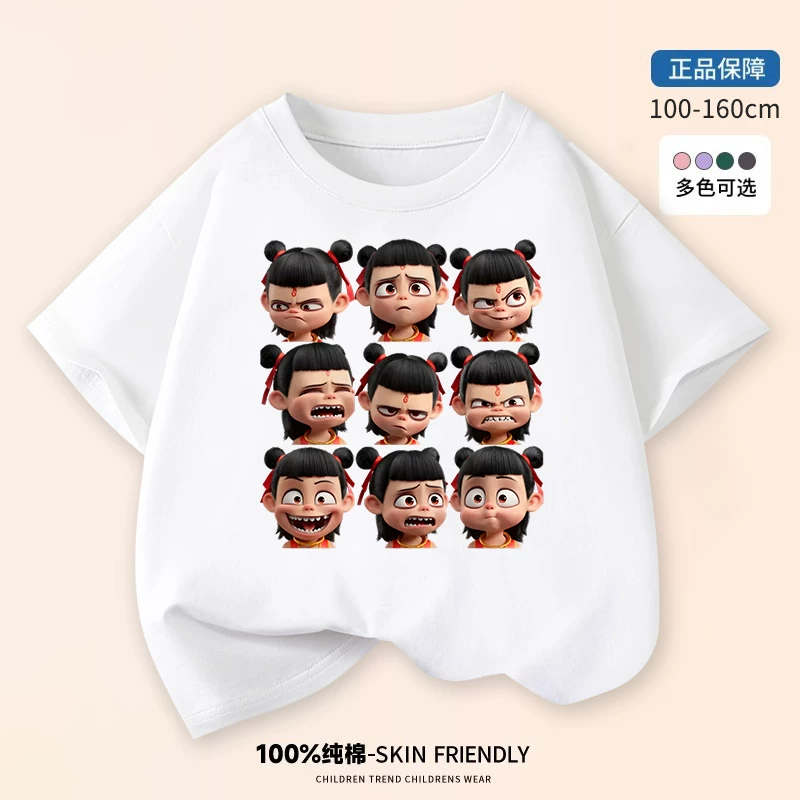 Áo thun bé trai tay ngắn mùa hè 2025 kiểu mới size trung và lớn, chất liệu cotton nguyên chất thoáng khí, kiểu dáng rộng rãi, áo thun ngắn tay cho bé