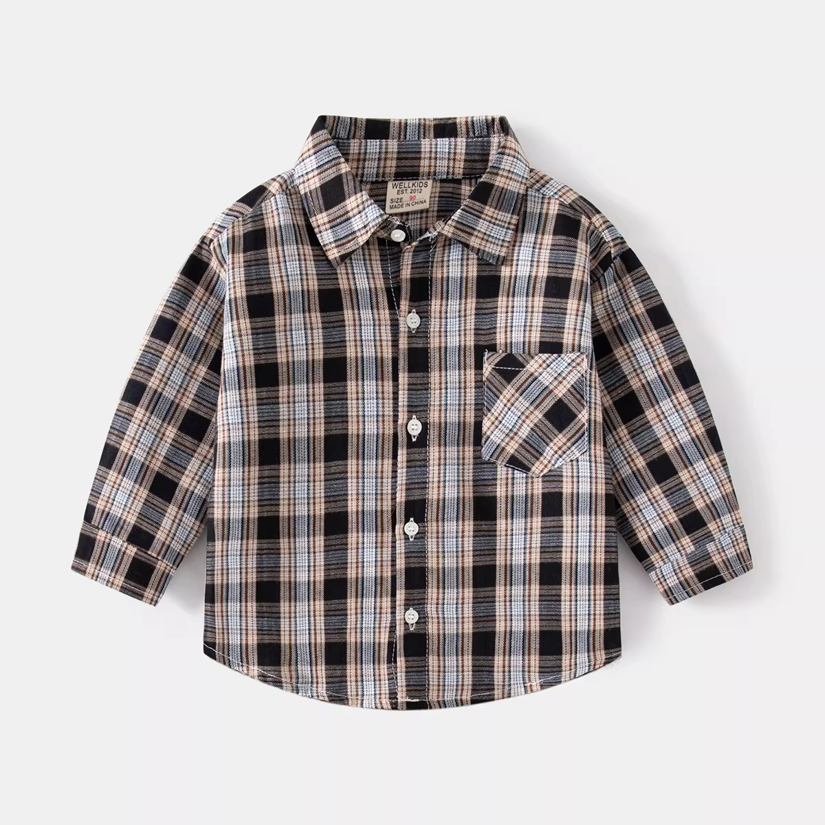 Áo sơ mi dài tay kẻ sọc cotton nguyên chất dành cho bé trai mùa xuân kiểu dáng mới, thấm hút mồ hôi và thoáng khí, áo sơ mi có cổ thông thường dành cho trẻ em để mặc bên ngoài